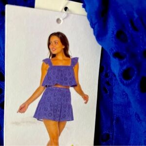 Blue floral eyelet skirt 2X new with tags